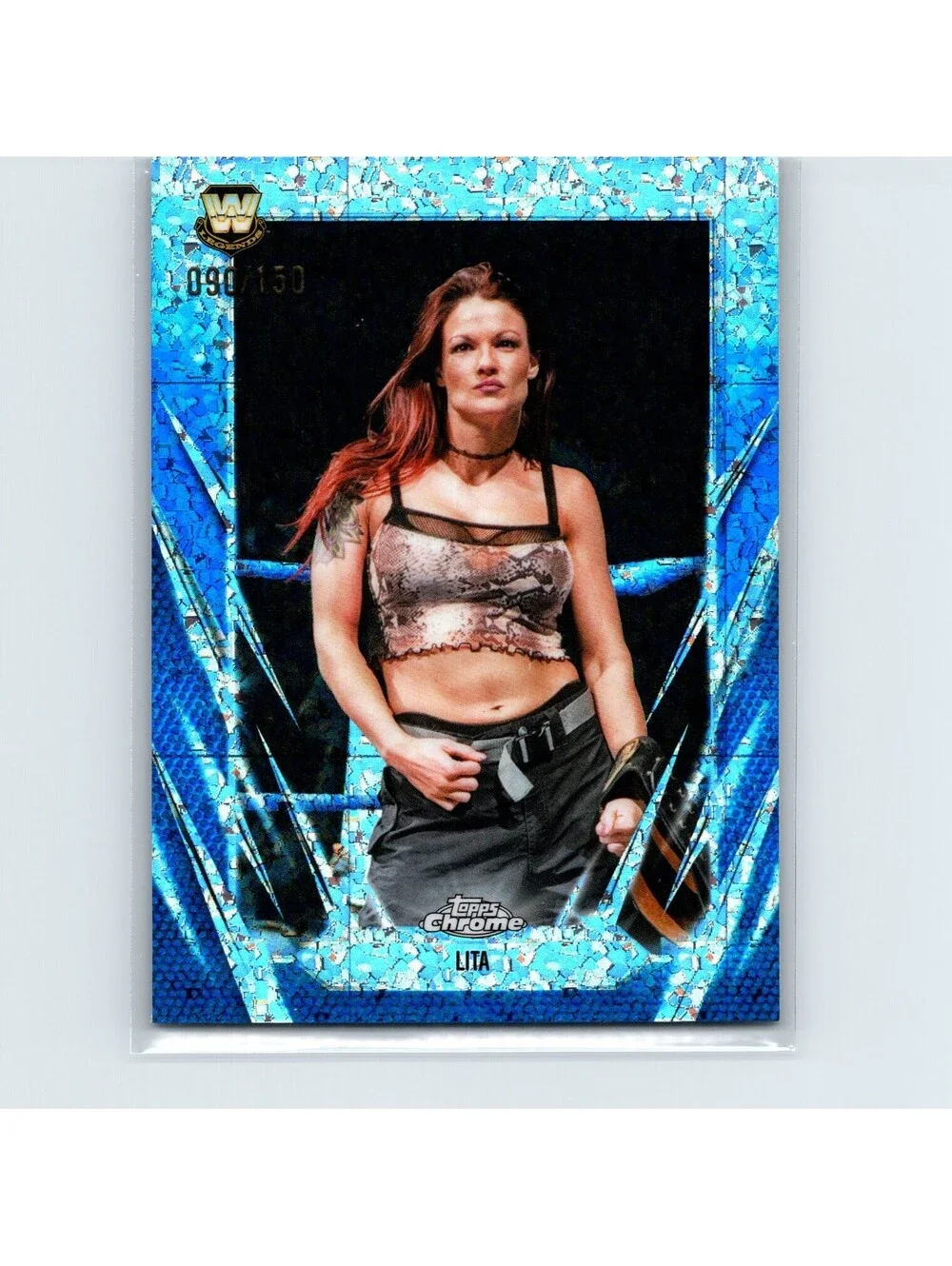 2026 Topps Chrome WWE Lita #61 Blue Mini Diamond Refractor #/150